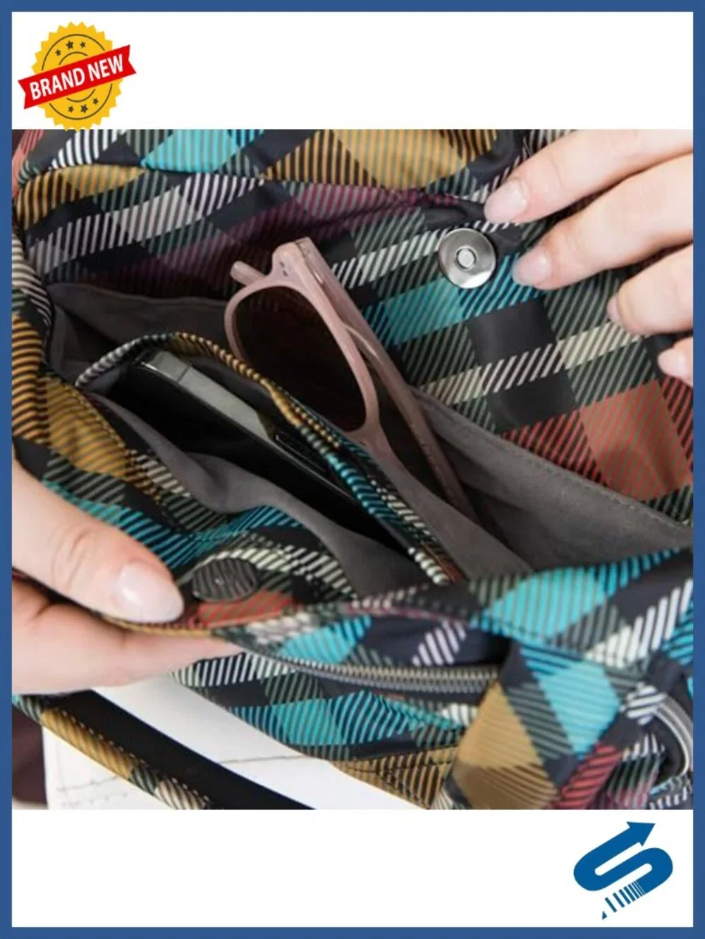 Satchel Bag with Multiple Pockets, Crossbody Strap, RFID Protection